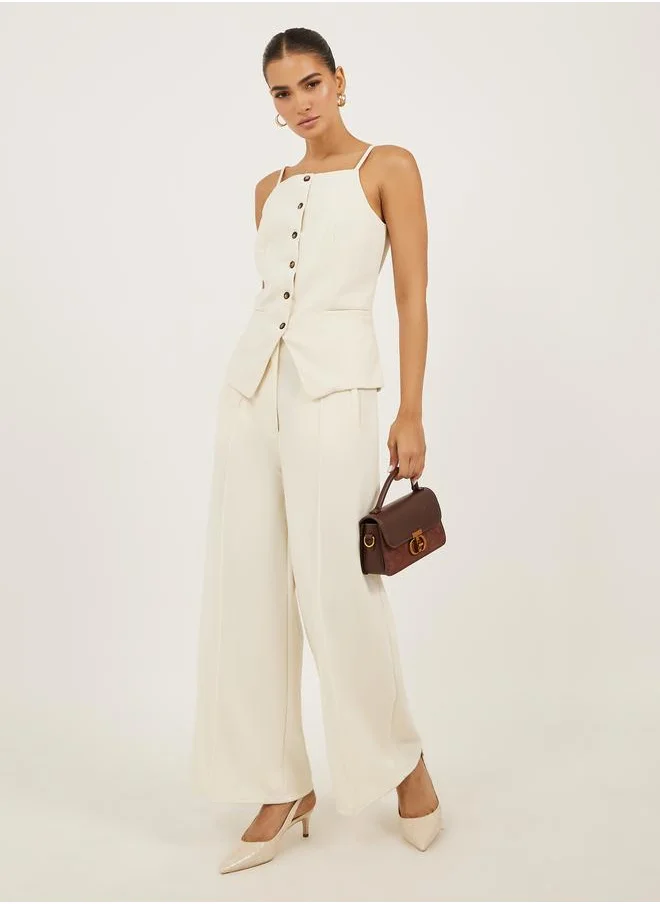ستايلي Styli Square Neck Buttoned Strappy Waistcoat