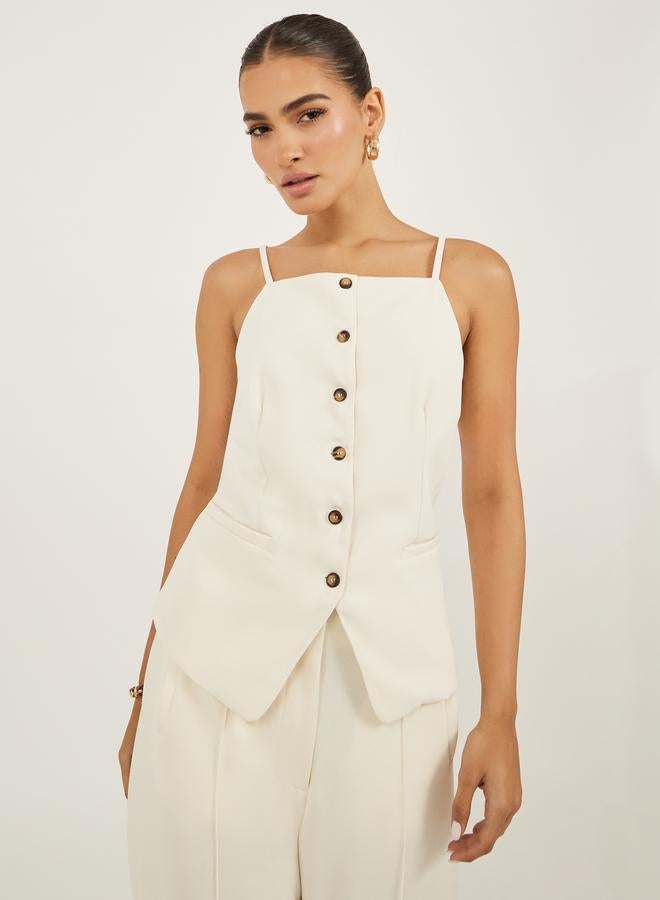 Styli Square Neck Buttoned Strappy Waistcoat - Image 2