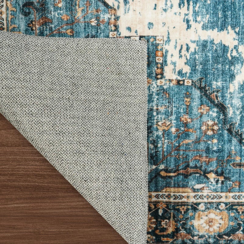 RUUGME Washable 8x10 Area Rugs - Large Rugs for Living Room Stain Resistant Carpet Vintage Rugs for Bedroom with Non Slip Backing Home Decor Floor Decoration Mat (8x10 Blue) - Image 4