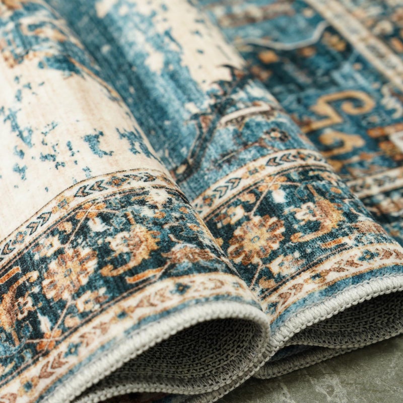 RUUGME Washable 8x10 Area Rugs - Large Rugs for Living Room Stain Resistant Carpet Vintage Rugs for Bedroom with Non Slip Backing Home Decor Floor Decoration Mat (8x10 Blue) - Image 5