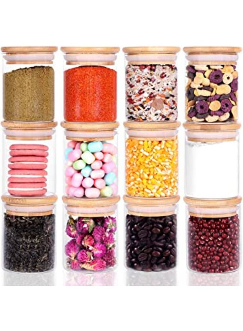 QUESERA 12 Piece Glass Jars with Lids Airtight Bamboo Lids Food Storage Containers Set - Image 1
