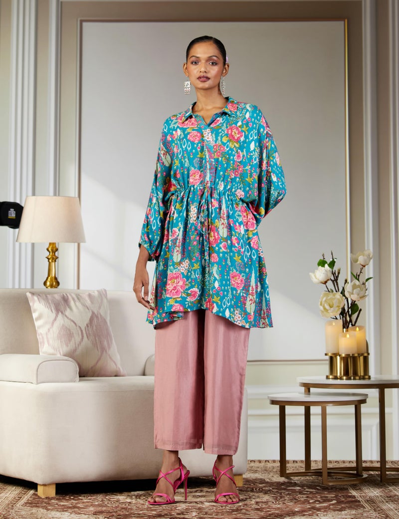 Biba بيبا نساء بلوزة مطبوعة مستقيمة للتنسيق والمزج (Rajniwas19577_Teal_40) - Image 2