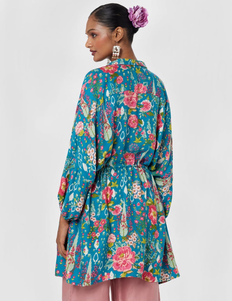 Biba بيبا نساء بلوزة مطبوعة مستقيمة للتنسيق والمزج (Rajniwas19577_Teal_40) - Image 3