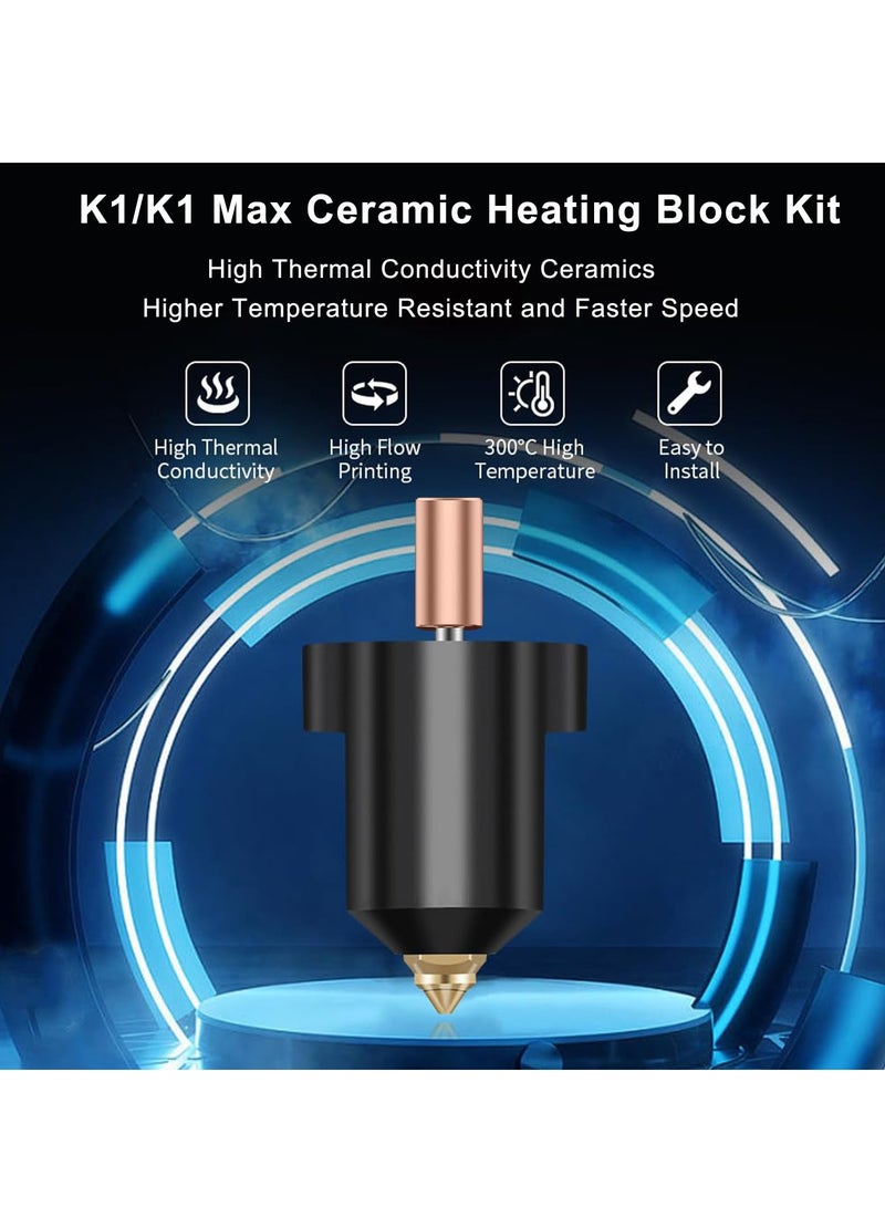 K1 Ceramic Heating Block Kit for 3D Printers, All Metal Hotend with 5 Brass Nozzles (0.4mm), High Temperature Resistance for K1/K1 Max - Image 5