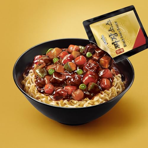 Paldo Fun & Yum Ilpoom Jjajangmen Noodles, Traditional Brothless Chajang Ramen with Savory & Sweet Black Bean Sauce, Oriental Style Korean Ramyun, Soupless, 4 x 200 grams, Pk of 4, Non Spicy Korea| - Image 5
