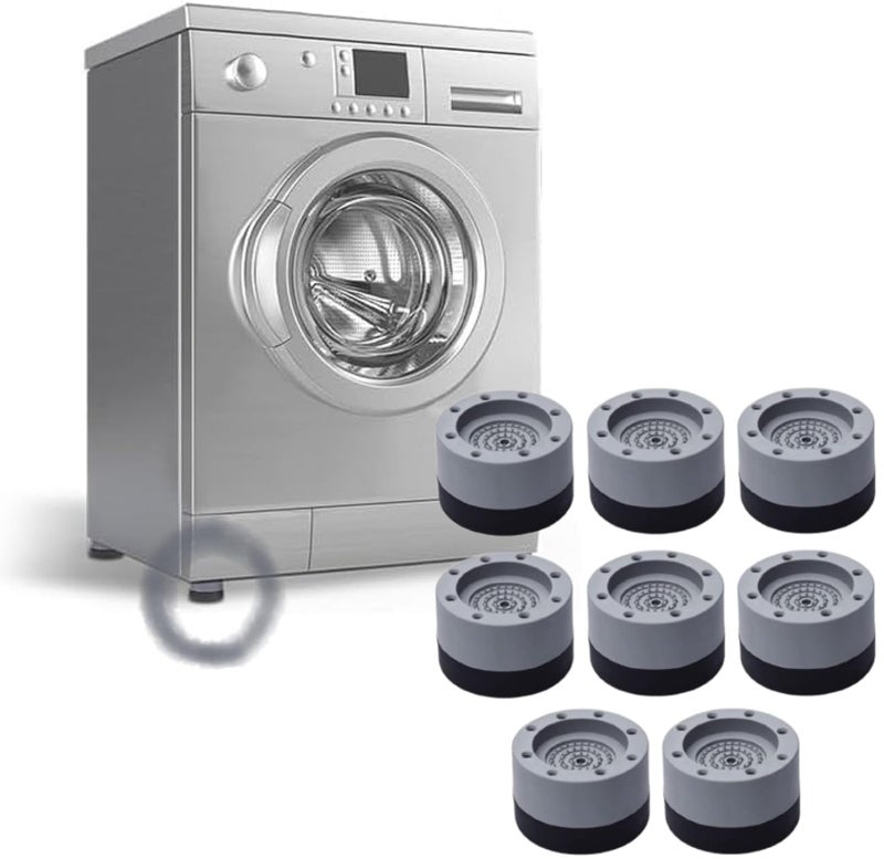8 Pcs Anti-Vibration Pads, Shock and Noise Cancelling Pads with Suction Cup, Anti Leveling Walk Feet Pads, Rubber Foot Stabiliser for Washing-Machine Refrigerator Accessories Furniture (Pack of 2)  - Image 1
