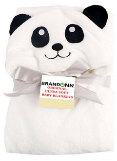 Brandonn Fashions For Newborn Hooded Designer Ultrasoft Baby Blanket For Babies Cum Baby Bath Towel (White Panda)  - Image 1