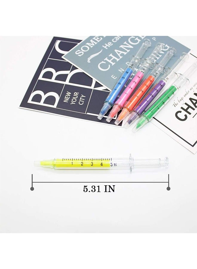 6 Colors Syringe Highlighter Pens, Syringe Pen Multi Color Novelty Pen, for Home and school Use (Yellow, Pink, Orange, Green, Blue, Purple)
