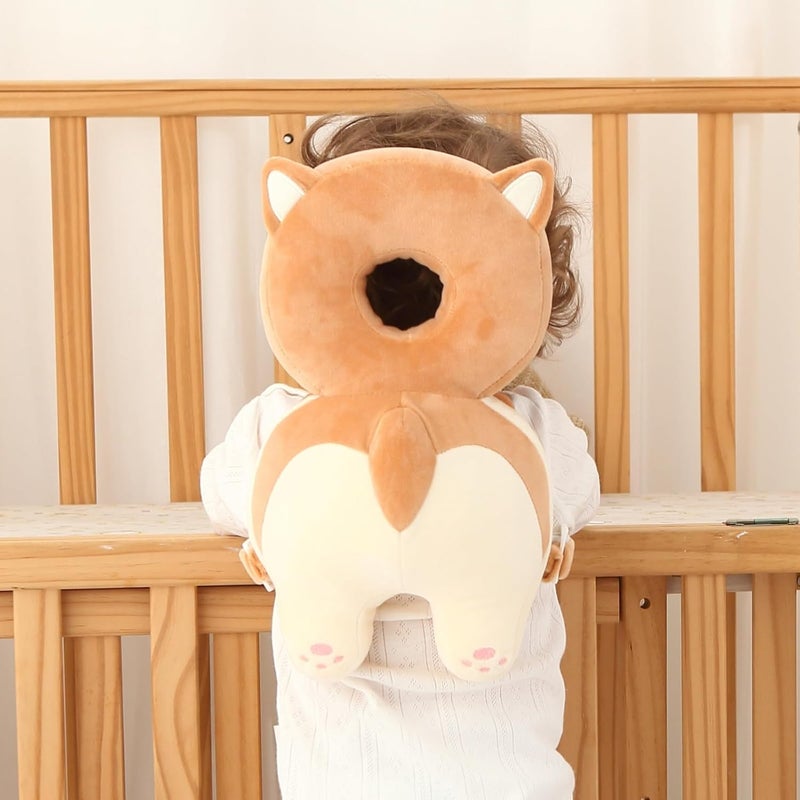 SOZOON Baby Head Protector Backpack - Soft & Lightweight Head Protection Pillow for Bebe Walking and Crawling(Corgi) - Image 1