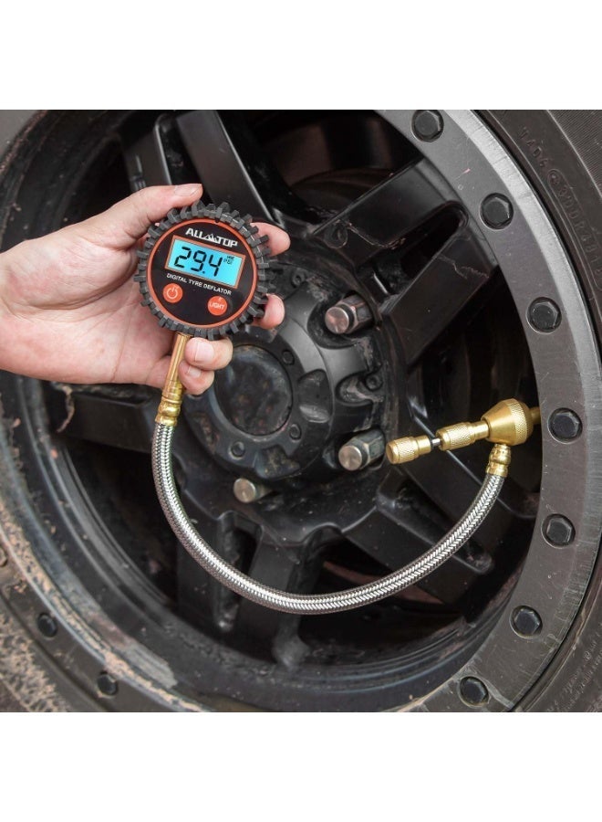 ALL-TOP طقم تفريغ الإطارات الرقمي 4x4، مقياس ضغط إطارات احترافي، جهاز تحكم في ضغط الهواء، جهاز تفريغ الإطارات السريع (250 PSI) - Image 4