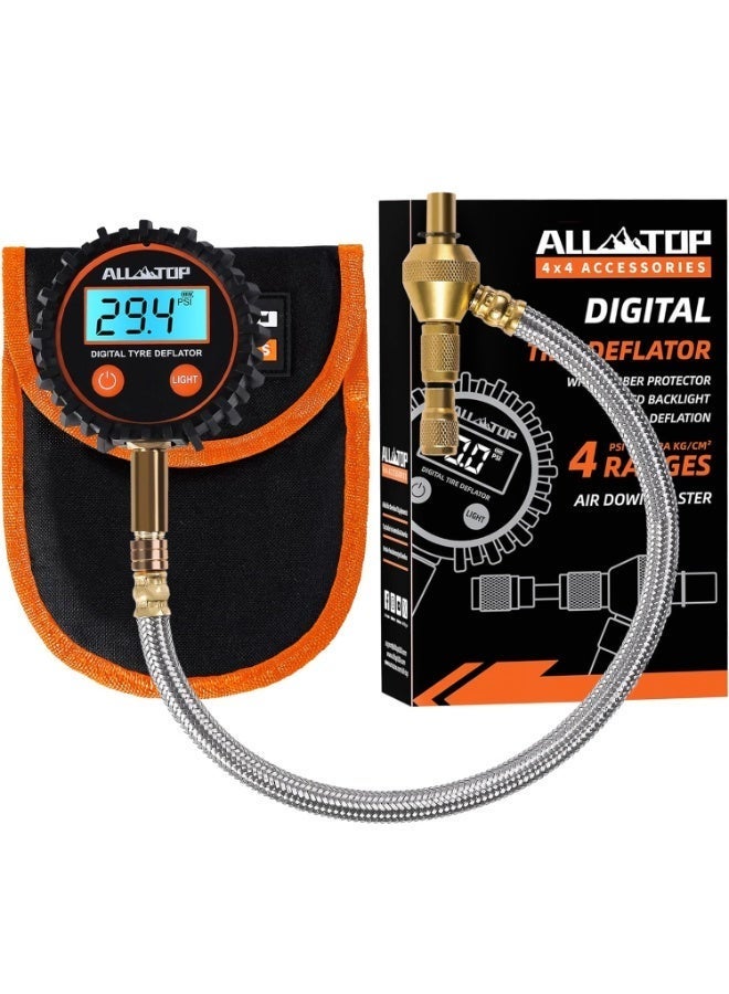 ALL-TOP طقم تفريغ الإطارات الرقمي 4x4، مقياس ضغط إطارات احترافي، جهاز تحكم في ضغط الهواء، جهاز تفريغ الإطارات السريع (250 PSI) - Image 1