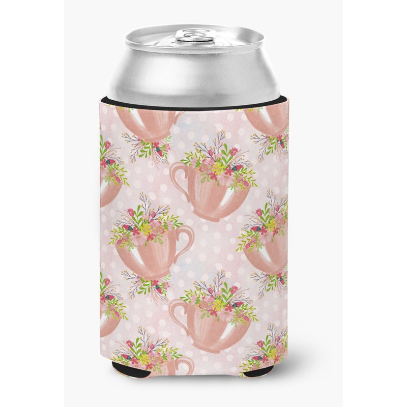Caroline's Treasures ""Caroline's Treasures Tea Cup and Flowers Pink Decorative Can Hugger  Multicolor"" 
