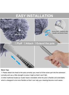 DELUX Microfiber Feather Duster Extendable Duster With 100 Inches Extra Long Pole Bendable Head And Long Handle Dusters For Cleaning Ceiling Fan High Ceiling Blinds Furniture And Cars  - Image 2