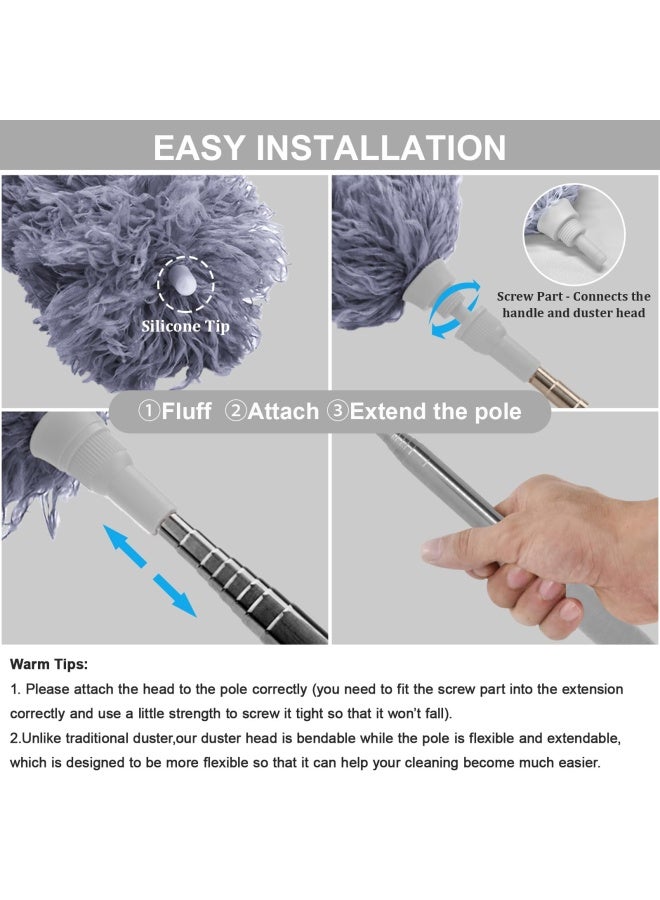 DELUX Microfiber Feather Duster Extendable Duster With 100 Inches Extra Long Pole Bendable Head And Long Handle Dusters For Cleaning Ceiling Fan High Ceiling Blinds Furniture And Cars - Image 2