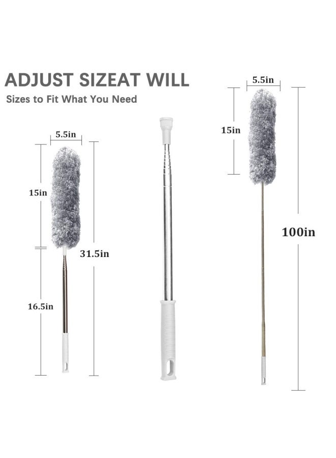 DELUX Microfiber Feather Duster Extendable Duster With 100 Inches Extra Long Pole Bendable Head And Long Handle Dusters For Cleaning Ceiling Fan High Ceiling Blinds Furniture And Cars - Image 5