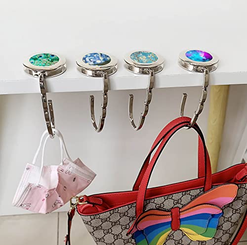 ROFLYER 4Pcs Various Designed Purse Hanger Table Hook with Pouch (Starry Starry Night & Peacock) - Image 3