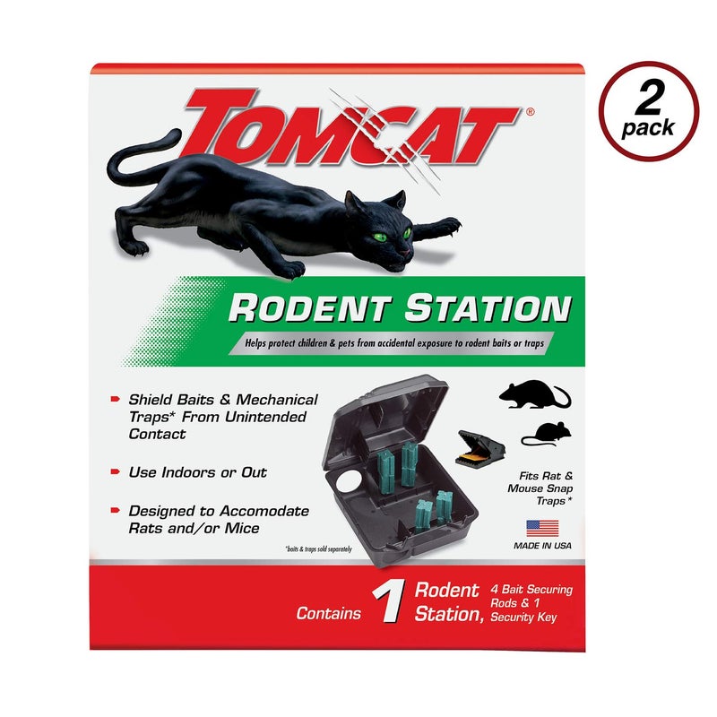 Tomcat Rodent Station, Each Box Includes 1 Rodent Station with 4 Bait Securing Rods and 1 Security Key, Use Indoors or Outdoors, 2-Pack - Image 2