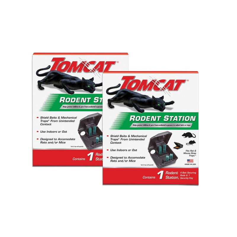 Tomcat Rodent Station, Each Box Includes 1 Rodent Station with 4 Bait Securing Rods and 1 Security Key, Use Indoors or Outdoors, 2-Pack - Image 1