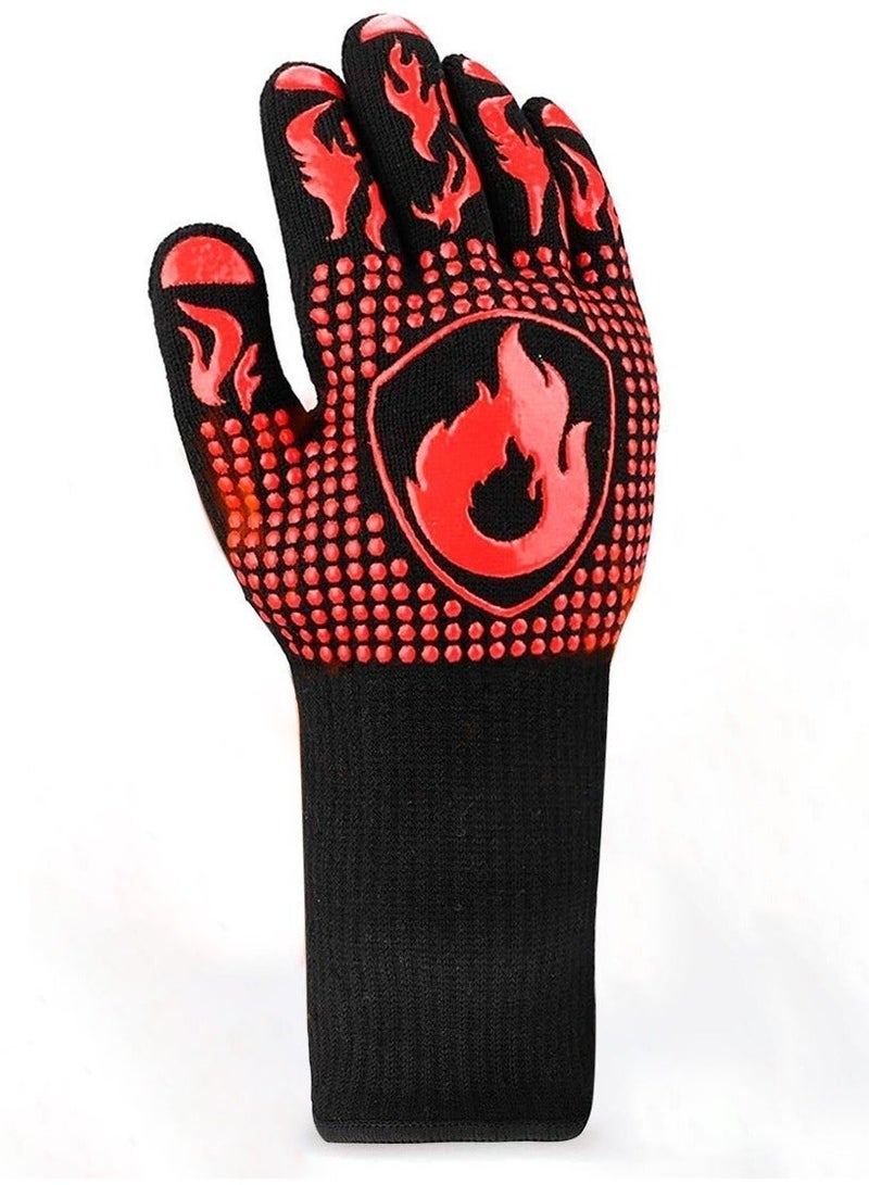 يوريفو 1 قفاز فرن، قفازات شواء بأكمام طويلة، مقاومة للحرارة حتى 800 درجة مئوية، قفازات شواء متينة من السيليكون للشواء والخبز والشواء، مقاومة للحريق، غير قابلة للانزلاق، حماية من الحرارة، لون أحمر كلاسيكي - Image 2