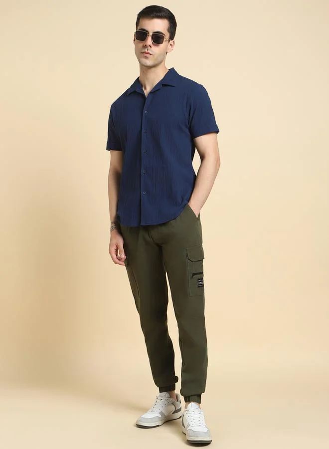 HIGH STAR HIGH STAR Mid Rise Regular Fit Trousers with Drawstring