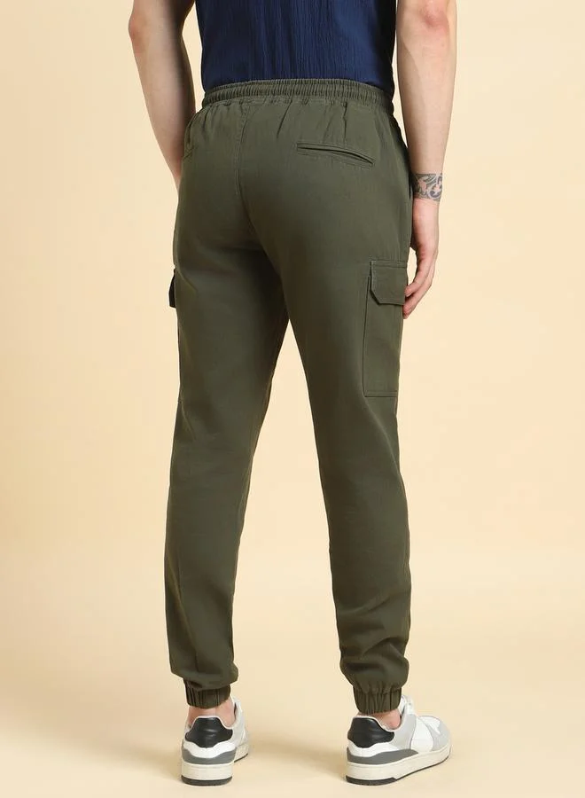 HIGH STAR HIGH STAR Mid Rise Regular Fit Trousers with Drawstring