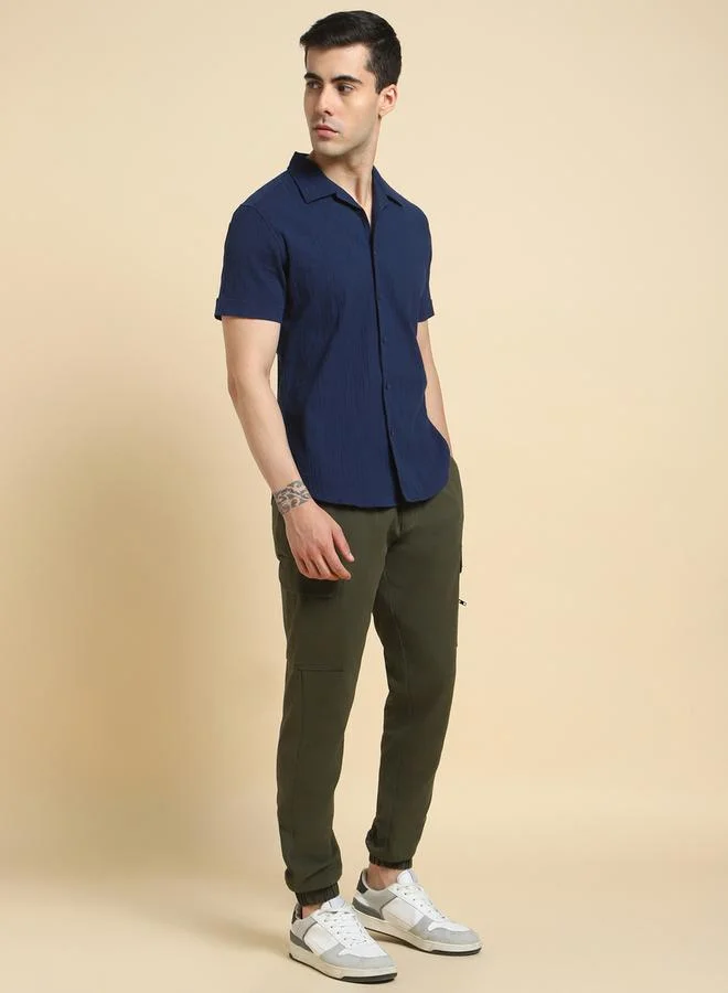 HIGH STAR HIGH STAR Mid Rise Regular Fit Trousers with Drawstring