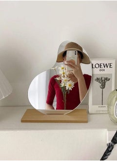 LEOKOR Irregular Shape Makeup Mirror, Teardrop Shaped Tabletop Mirror With Detachable Wooden Stand, Vanity Mirror Frameless For Bedroom,Living Room Decor  - Image 3