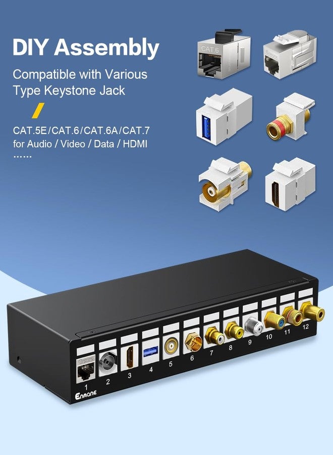 Enmane Patch Panel 12 Port Blank Keystone Patch Panel STP&UTP Compatible with LC/SC/ST/FC/USB/HDMI Keystone Jack for Desk Mount& Wall Mount - Image 5