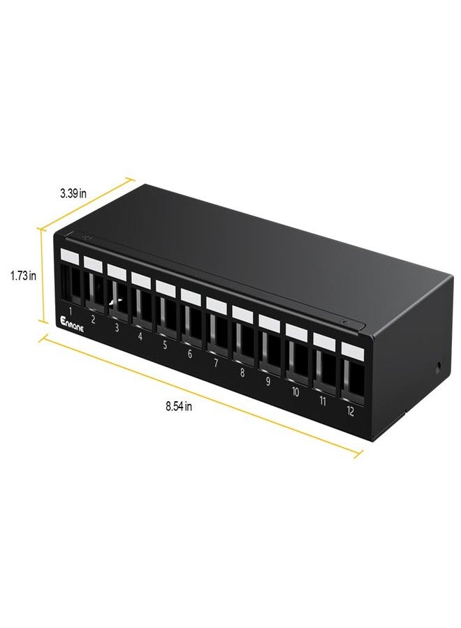 Enmane Patch Panel 12 Port Blank Keystone Patch Panel STP&UTP Compatible with LC/SC/ST/FC/USB/HDMI Keystone Jack for Desk Mount& Wall Mount - Image 4