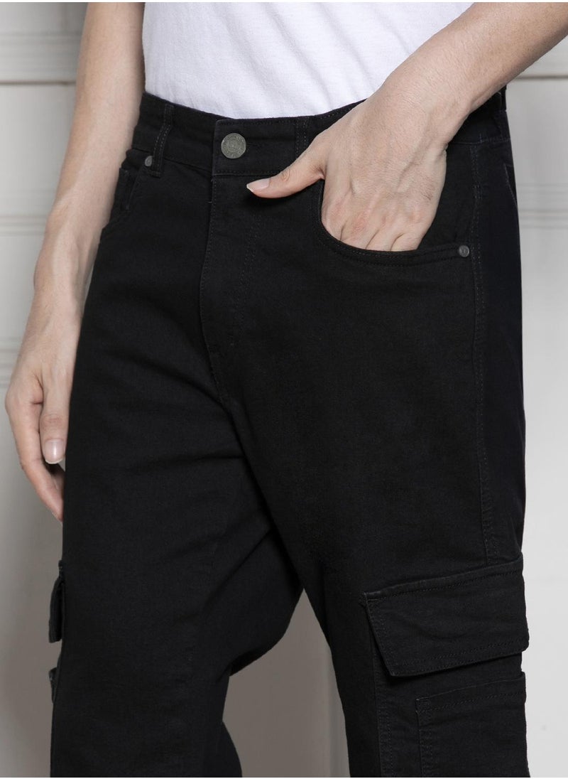 Dennis Lingo - Relaxed Fit Black Men's Jeans with Button & Zip Closure (Cotton Blend) - Image 1