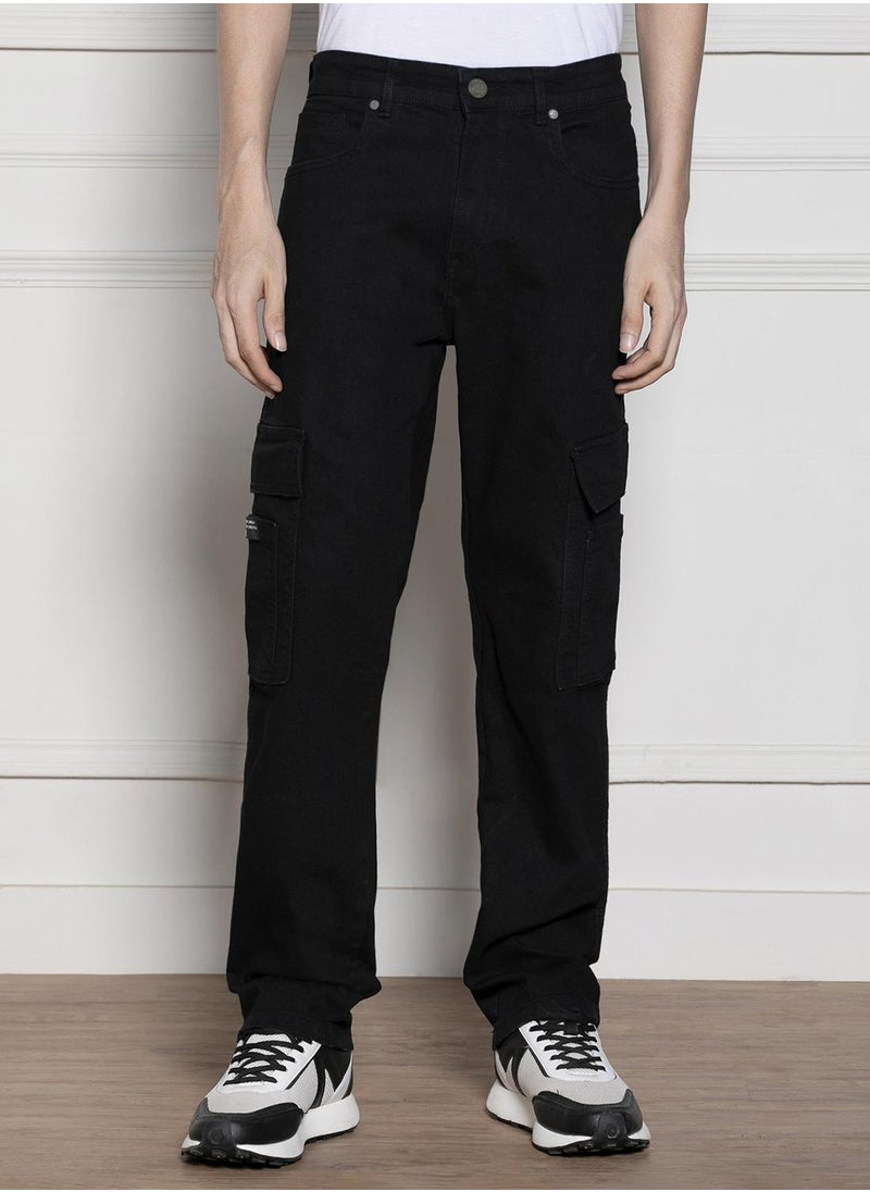 Dennis Lingo - Relaxed Fit Black Men's Jeans with Button & Zip Closure (Cotton Blend) - Image 1