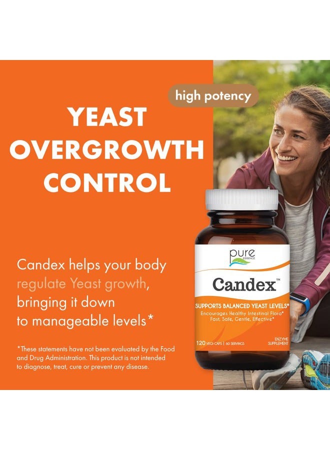 PURE ESSENCE LABS Pure Essence Candex Supplement - Yeast Overgrowth Supplement with Digestive Enzymes, Yeast Infection Probiotic Treatment for Men and Women - 120 Capsules - Image 2