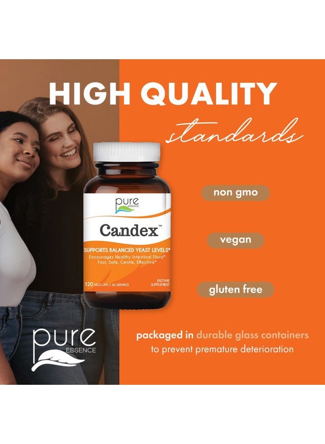 PURE ESSENCE LABS Pure Essence Candex Supplement - Yeast Overgrowth Supplement with Digestive Enzymes, Yeast Infection Probiotic Treatment for Men and Women - 120 Capsules - Image 5