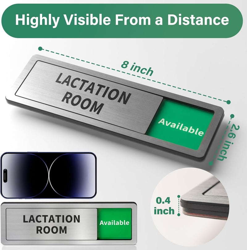 Abudada Lactation Room Door Sign with Slider, Do Not Disturb Privacy Office Sign, In Use/Available Acrylic Sliding Indicator for Business Hospital Home, Brushed Silver 8" x 2.6" - Image 3
