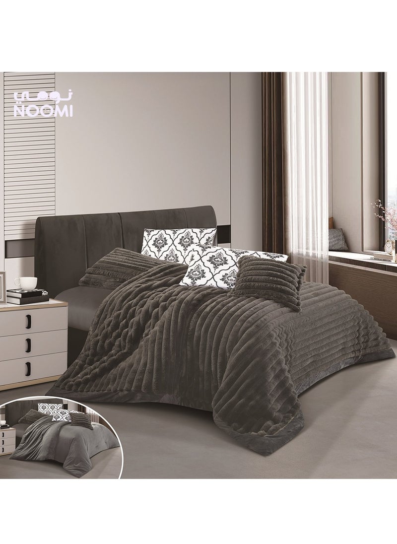 Noomi - 7 Pieces Winter Comforter Set One Velvet Side And One Side Fur King Size 240x260 cm - Image 1