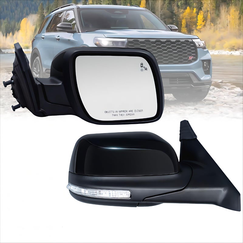 Passenger Side Mirror Compatible with Ford Explorer 20112019 with Blind Spot Light Turn Signal Light Puddle Light Heated Adjustable Glass 9Pins Rear View Door Mirror