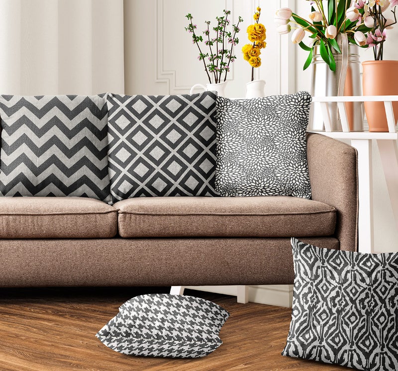 Ultimate Trends Premium Polyester Digital Modern Printed 200 TC Cushion Cover For Living Room Couch Bed Single Sofa Set Of 5 (12 X 12 Inches, Dynamic Grey) - Image 5