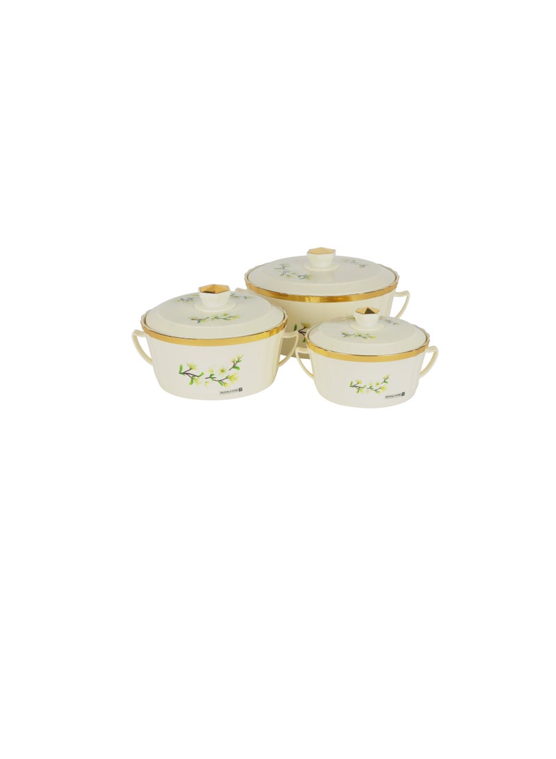 Royalford Terrabella Insulated Hot Pot Set of 3- RF12573/ Casserole Stainless Steel Inner, PP Body, Double Wall Construction/ Comes in 1000ml, 1825ml and 3200ml Sizes/ Hot and Cold Food-Safe - Image 1