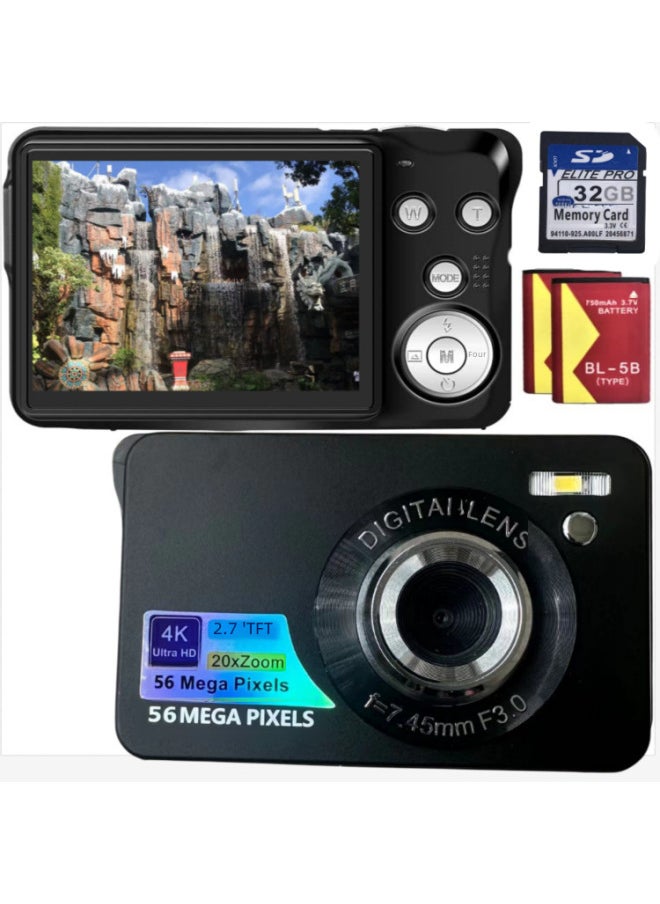 Generic 4k English Version 5600 Million Pixel High-definition Normal Digital Camera Home Use Ols56m-Body Color:128GB Memory Card  - Image 2