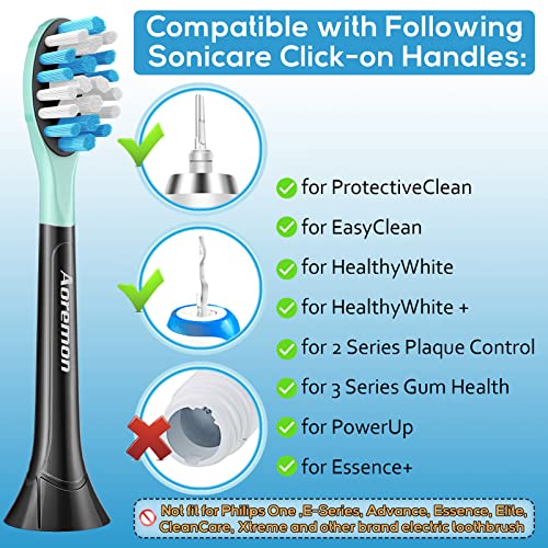 Aoremon Replacement Toothbrush Heads for Philips Sonicare C3 Premium Plaque Control HX9044/65 G3 Gum Care HX9054/65 W3 4100 5100 6100 7500 C1 C2 Flexcare Diamondclean HealthyWhite, 6 Count, Black - Image 2