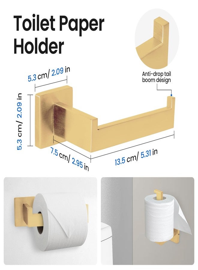 FAHKNS 10 PCS Bathroom Hardware Accessories Set 23.6 Inch Stainless Steel Bath Towel Bar Set Square Towel Ring Set for Bathroom Wall Mounted, Gold - Image 4