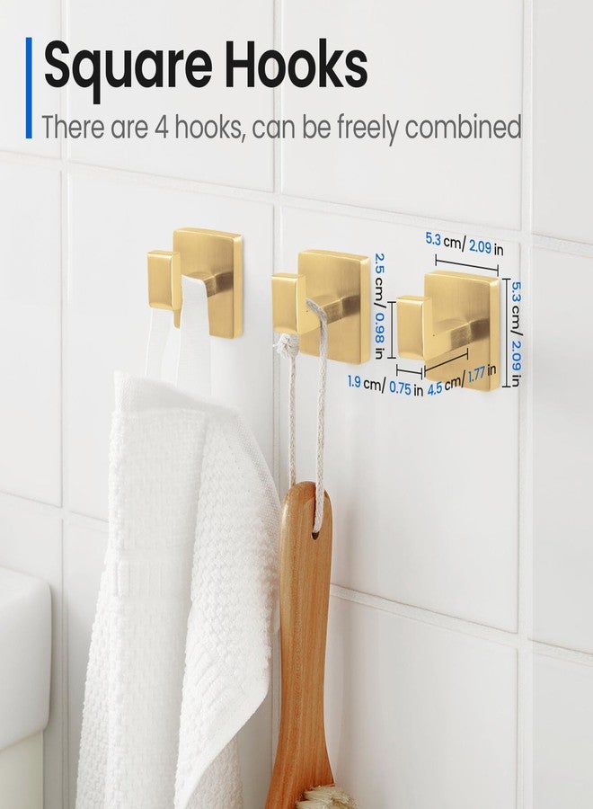 FAHKNS 10 PCS Bathroom Hardware Accessories Set 23.6 Inch Stainless Steel Bath Towel Bar Set Square Towel Ring Set for Bathroom Wall Mounted, Gold - Image 5