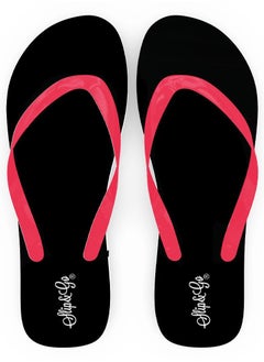 Plain Black Medical Slippers For Women With A red Strap