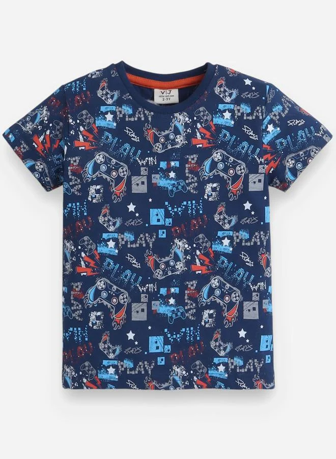 victor and jane All-Over Printed Cotton T-Shirt and Pyjama Set