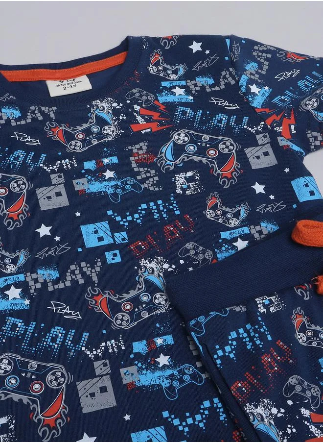 فكتور اند جين All-Over Printed Cotton T-Shirt and Pyjama Set