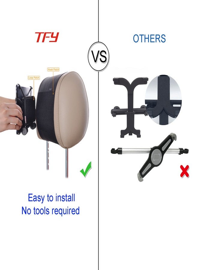 TFY Car Mount Universal Car Headrest Mount Holder with Silicon Holding Net Compatible with Both 4.5-6 Inch Phones and 7-10.5 Inch Tablets - Image 5