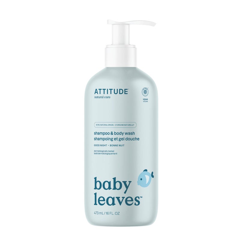 ATTITUDE 2-in-1 Shampoo and Body Wash for Baby, EWG Verified, Dermatologically Tested, Vegan, Good Night, 16 Fl Oz - Image 1