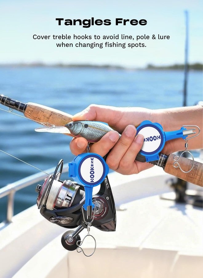 HOOK-EZE 4-in-1 Fishing Knot Tying Tool, Treble Hook Covers Keeps Lures Safe, Hook Sharpener, Lure Wraps for Fishing Rod, Line Cutter Accessories Gifts for Anglers Fishermen (MultiPro, Oceanblue) - Image 3