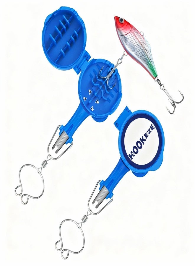 HOOK-EZE 4-in-1 Fishing Knot Tying Tool, Treble Hook Covers Keeps Lures Safe, Hook Sharpener, Lure Wraps for Fishing Rod, Line Cutter Accessories Gifts for Anglers Fishermen (MultiPro, Oceanblue) - Image 1