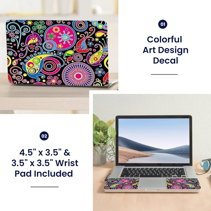 LSS 17 17.3 Inches Laptop Notebook Skin Sticker with 2 Wrist Pads - Reusable Cover Protector Vinyl Sticker Cover Decal Fits 17" - 19" HP Asus Acer Samsung - Art Design Pattern - Image 2